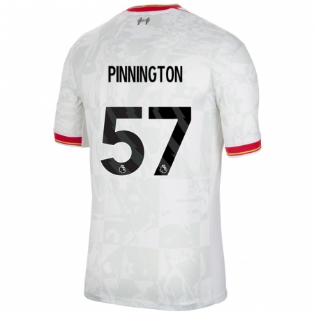 Kandiny Niño Camiseta Carter Pinnington #57 Blanco Rojo Negro Equipación Tercera 2024/25 La Camisa Chile