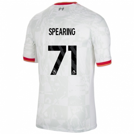 Kandiny Niño Camiseta Jay Spearing #71 Blanco Rojo Negro Equipación Tercera 2024/25 La Camisa Chile