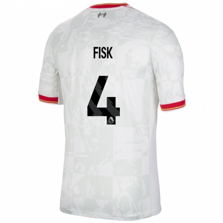 Kandiny Niño Camiseta Grace Fisk #4 Blanco Rojo Negro Equipación Tercera 2024/25 La Camisa Chile