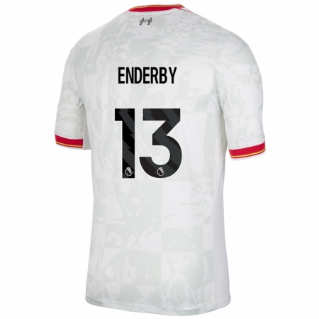 Kandiny Niño Camiseta Mia Enderby #13 Blanco Rojo Negro Equipación Tercera 2024/25 La Camisa Chile