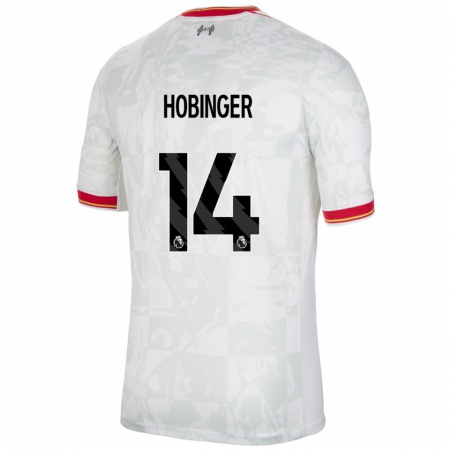 Kandiny Niño Camiseta Marie Höbinger #14 Blanco Rojo Negro Equipación Tercera 2024/25 La Camisa Chile