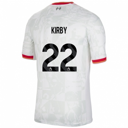 Kandiny Niño Camiseta Faye Kirby #22 Blanco Rojo Negro Equipación Tercera 2024/25 La Camisa Chile