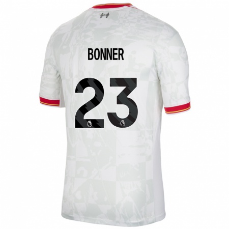 Kandiny Niño Camiseta Gemma Bonner #23 Blanco Rojo Negro Equipación Tercera 2024/25 La Camisa Chile