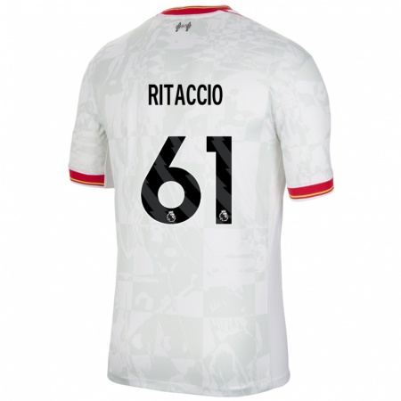 Kandiny Niño Camiseta Matteo Ritaccio #61 Blanco Rojo Negro Equipación Tercera 2024/25 La Camisa Chile