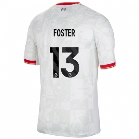 Kandiny Niño Camiseta Rylee Foster #13 Blanco Rojo Negro Equipación Tercera 2024/25 La Camisa Chile