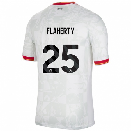 Kandiny Niño Camiseta Gilly Flaherty #25 Blanco Rojo Negro Equipación Tercera 2024/25 La Camisa Chile