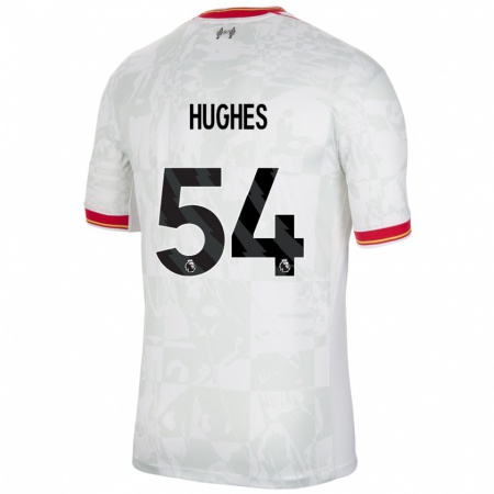 Kandiny Niño Camiseta Liam Hughes #54 Blanco Rojo Negro Equipación Tercera 2024/25 La Camisa Chile