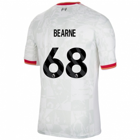 Kandiny Niño Camiseta Jack Bearne #68 Blanco Rojo Negro Equipación Tercera 2024/25 La Camisa Chile