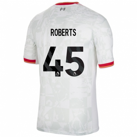 Kandiny Niño Camiseta Iwan Roberts #45 Blanco Rojo Negro Equipación Tercera 2024/25 La Camisa Chile