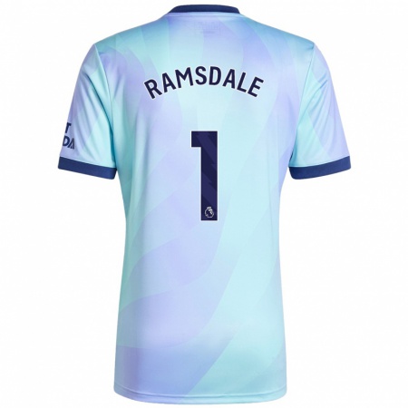 Kandiny Niño Camiseta Aaron Ramsdale #1 Agua Equipación Tercera 2024/25 La Camisa Chile