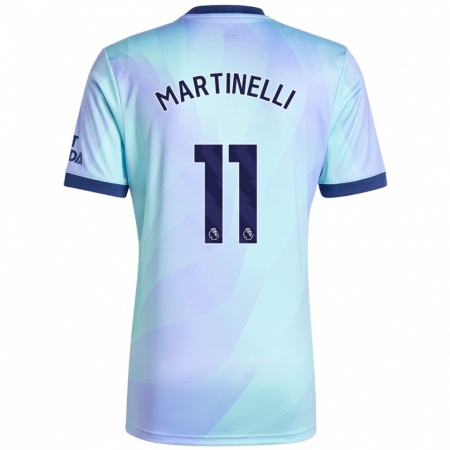 Kandiny Niño Camiseta Gabriel Martinelli #11 Agua Equipación Tercera 2024/25 La Camisa Chile