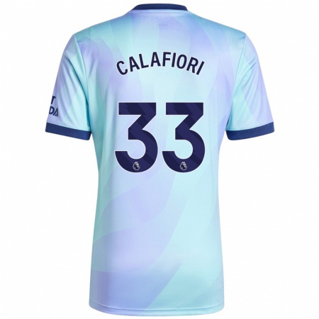 Kandiny Niño Camiseta Riccardo Calafiori #33 Agua Equipación Tercera 2024/25 La Camisa Chile