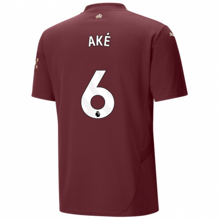 Kandiny Niño Camiseta Nathan Aké #6 Granate Equipación Tercera 2024/25 La Camisa Chile