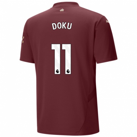 Kandiny Niño Camiseta Jérémy Doku #11 Granate Equipación Tercera 2024/25 La Camisa Chile