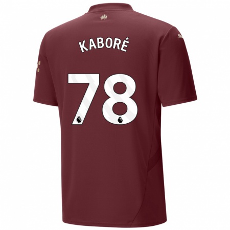 Kandiny Niño Camiseta Issa Kaboré #78 Granate Equipación Tercera 2024/25 La Camisa Chile