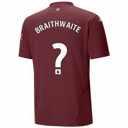 Kandiny Niño Camiseta Kaden Braithwaite #0 Granate Equipación Tercera 2024/25 La Camisa Chile