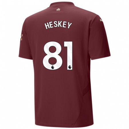 Kandiny Niño Camiseta Jaden Heskey #81 Granate Equipación Tercera 2024/25 La Camisa Chile