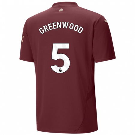 Kandiny Niño Camiseta Alex Greenwood #5 Granate Equipación Tercera 2024/25 La Camisa Chile