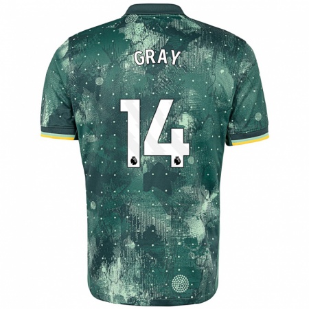 Kandiny Niño Camiseta Archie Gray #14 Verde Menta Equipación Tercera 2024/25 La Camisa Chile