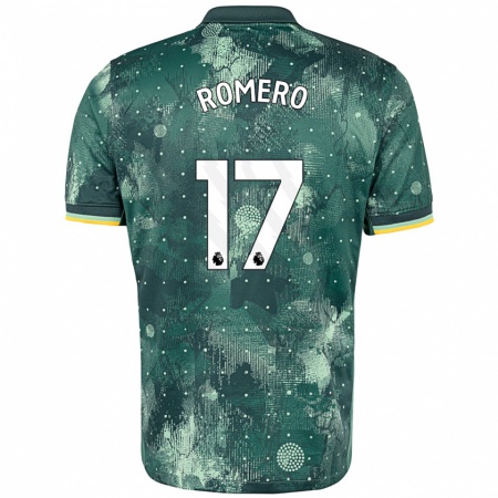 Kandiny Niño Camiseta Cristian Romero #17 Verde Menta Equipación Tercera 2024/25 La Camisa Chile