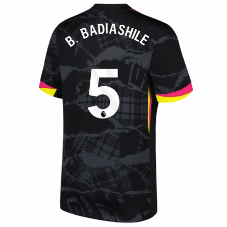 Kandiny Niño Camiseta Benoît Badiashile #5 Negro Rosa Equipación Tercera 2024/25 La Camisa Chile