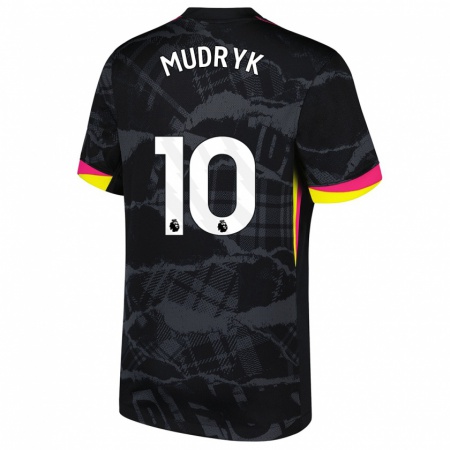 Kandiny Niño Camiseta Mykhaylo Mudryk #10 Negro Rosa Equipación Tercera 2024/25 La Camisa Chile