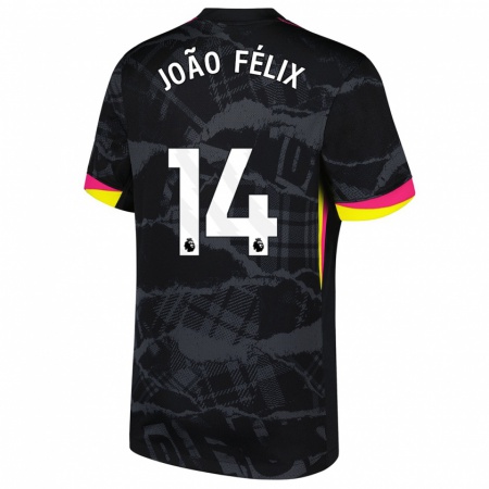 Kandiny Niño Camiseta João Félix #14 Negro Rosa Equipación Tercera 2024/25 La Camisa Chile