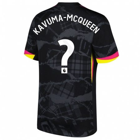 Kandiny Niño Camiseta Ryan Kavuma-Mcqueen #0 Negro Rosa Equipación Tercera 2024/25 La Camisa Chile