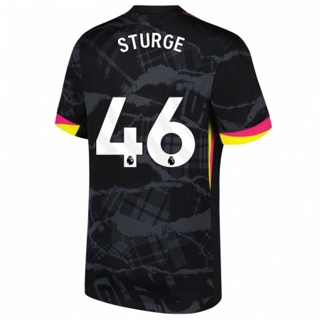 Kandiny Niño Camiseta Zak Sturge #46 Negro Rosa Equipación Tercera 2024/25 La Camisa Chile