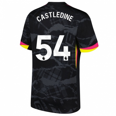 Kandiny Niño Camiseta Leo Castledine #54 Negro Rosa Equipación Tercera 2024/25 La Camisa Chile