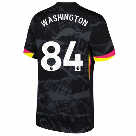 Kandiny Niño Camiseta Marcell Washington #84 Negro Rosa Equipación Tercera 2024/25 La Camisa Chile