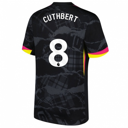 Kandiny Niño Camiseta Erin Cuthbert #8 Negro Rosa Equipación Tercera 2024/25 La Camisa Chile