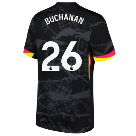 Kandiny Niño Camiseta Kadeisha Buchanan #26 Negro Rosa Equipación Tercera 2024/25 La Camisa Chile