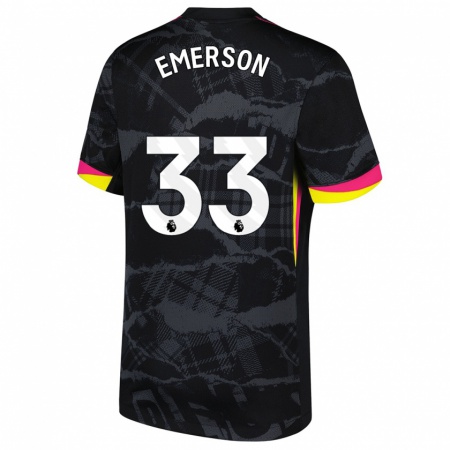 Kandiny Niño Camiseta Emerson #33 Negro Rosa Equipación Tercera 2024/25 La Camisa Chile