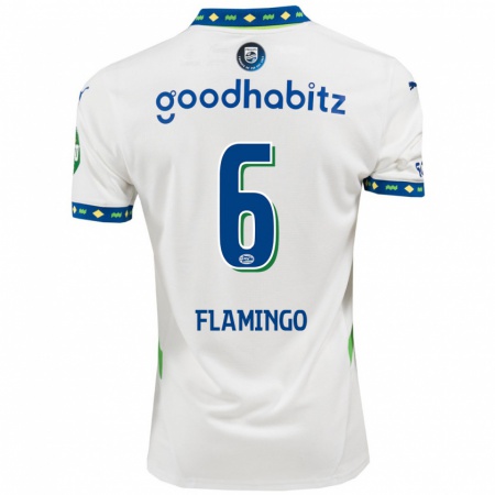 Kandiny Niño Camiseta Ryan Flamingo #6 Blanco Azul Oscuro Equipación Tercera 2024/25 La Camisa Chile