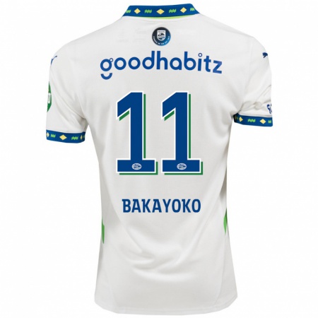 Kandiny Niño Camiseta Johan Bakayoko #11 Blanco Azul Oscuro Equipación Tercera 2024/25 La Camisa Chile