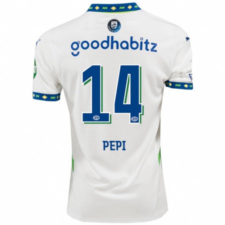 Kandiny Niño Camiseta Ricardo Pepi #14 Blanco Azul Oscuro Equipación Tercera 2024/25 La Camisa Chile