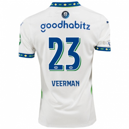 Kandiny Niño Camiseta Joey Veerman #23 Blanco Azul Oscuro Equipación Tercera 2024/25 La Camisa Chile