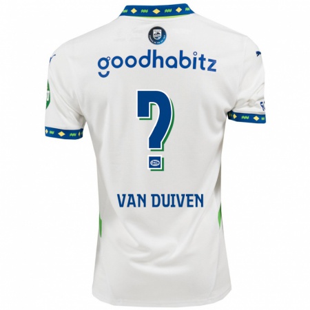 Kandiny Niño Camiseta Robin Van Duiven #0 Blanco Azul Oscuro Equipación Tercera 2024/25 La Camisa Chile