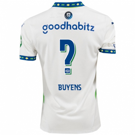 Kandiny Niño Camiseta Mathieu Buyens #0 Blanco Azul Oscuro Equipación Tercera 2024/25 La Camisa Chile