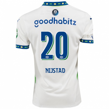 Kandiny Niño Camiseta Nina Nijstad #20 Blanco Azul Oscuro Equipación Tercera 2024/25 La Camisa Chile