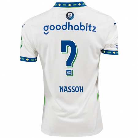 Kandiny Niño Camiseta Mohamed Nassoh #0 Blanco Azul Oscuro Equipación Tercera 2024/25 La Camisa Chile