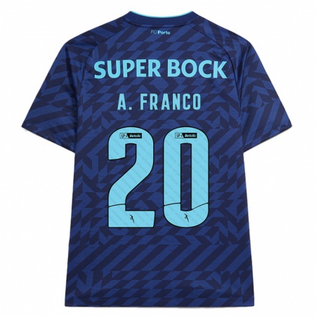 Kandiny Niño Camiseta André Franco #20 Azul Marino Equipación Tercera 2024/25 La Camisa Chile