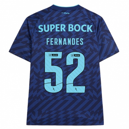 Kandiny Niño Camiseta Martim Fernandes #52 Azul Marino Equipación Tercera 2024/25 La Camisa Chile