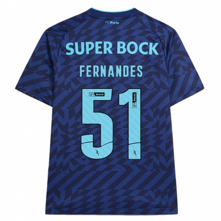 Kandiny Niño Camiseta Diogo Fernandes #51 Azul Marino Equipación Tercera 2024/25 La Camisa Chile