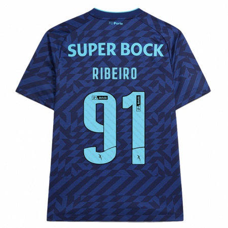 Kandiny Niño Camiseta Gonçalo Ribeiro #91 Azul Marino Equipación Tercera 2024/25 La Camisa Chile