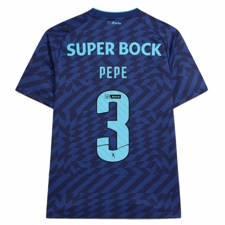 Kandiny Niño Camiseta Pepe #3 Azul Marino Equipación Tercera 2024/25 La Camisa Chile