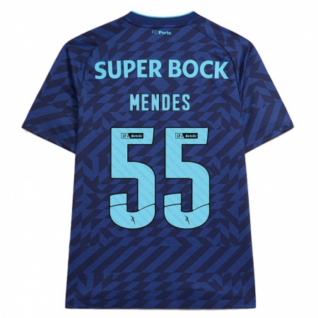 Kandiny Niño Camiseta João Mendes #55 Azul Marino Equipación Tercera 2024/25 La Camisa Chile