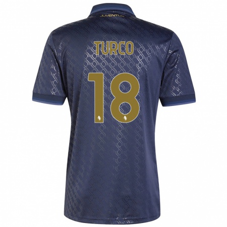 Kandiny Niño Camiseta Nicolo Turco #18 Azul Marino Equipación Tercera 2024/25 La Camisa Chile