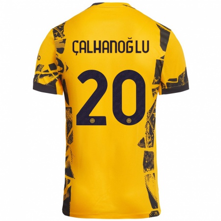 Kandiny Niño Camiseta Hakan Çalhanoğlu #20 Dorado Negro Equipación Tercera 2024/25 La Camisa Chile